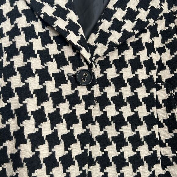 SUMMER SALE | Nine West Black & Tan Houndstooth Blazer - Size 10 - Picture 3 of 12